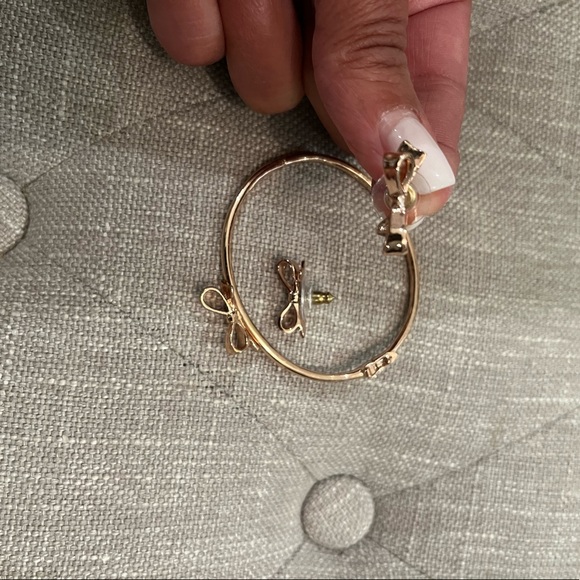 Kate spade rose gold bow earrings and bangle - Picture 3 of 4